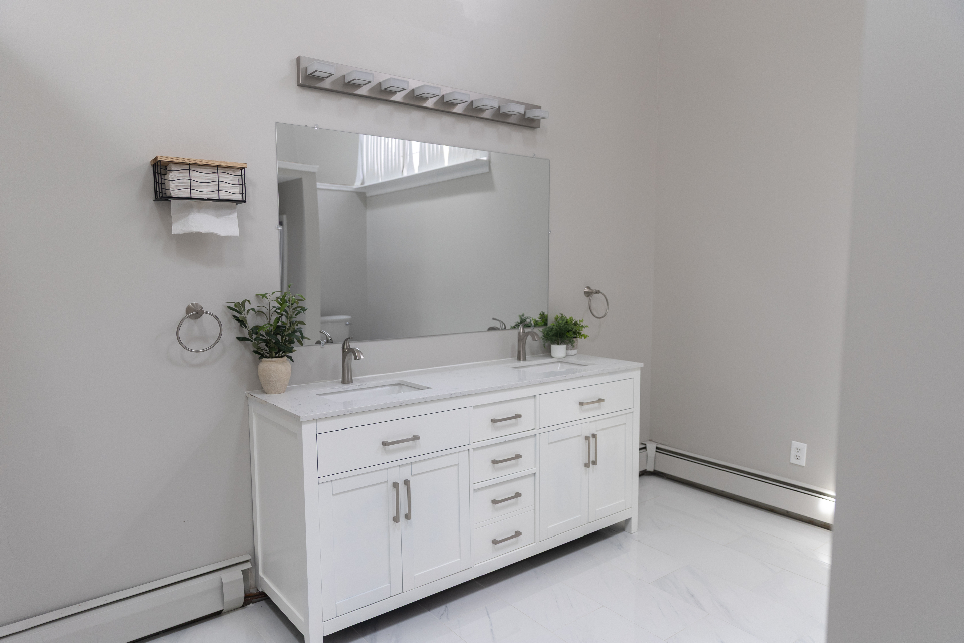 Bathroom with white double vanity